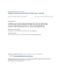 Open Access Resources in Science and Technology: an Overview