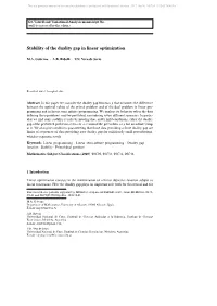 Stability of the Duality Gap in Linear Optimization