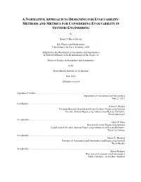 A Normative Approach to Designing for Evolvability: Methods and Metrics for Considering Evolvability in Systems Engineering