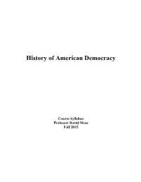 History of American Democracy Syllabus