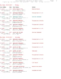 Page: 1 Dispatch Log From: 09/01/2017 Thru: 09/30/2017 0000 - 2359 Printed: 10/11/2017