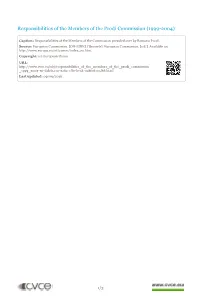 Responsibilities of the Members of the Prodi Commission (1999-2004)