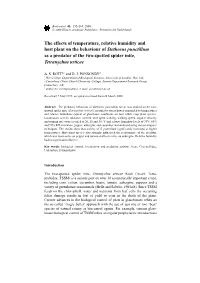 The Effects of Temperature, Relative Humidity and Hostplant on The