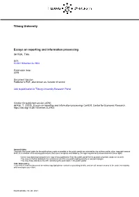 Tilburg University Essays on Reporting and Information Processing De Kok, Ties