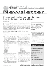 Proposed Indexing Guidelines for Indexers and Authors Jon Jermey