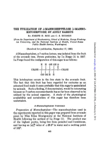 The Utilization of D-Mannoheptulose