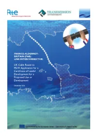 UK Cable Route to MLW Application for a Certificate of Lawful Development for a Proposed Use Or Development