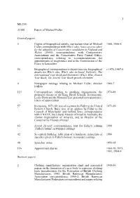 1 MS 290 A1001 Papers of Michael Fidler General Papers 5 Copies Of