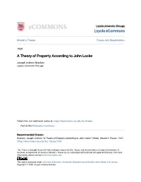 A Theory of Property According to John Locke