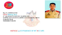 Article on Experience of My NCC Life Today I Am Going to Share My NCC Life Experience with You