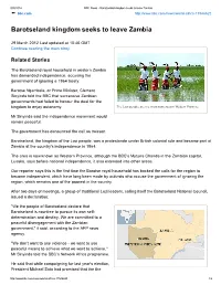 Barotseland Kingdom Seeks to Leave Zambia Bbc.Com