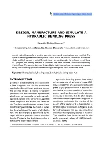 Design, Manufacture and Simulate a Hydraulic Bending Press