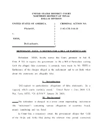 Motion for a Bill of Particulars