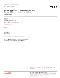Myriam Mihindou – La Mémoire Dans La Peau Myriam Mihindou – Memory in the Skin Sonia Recasens