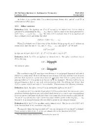 18.782 Introduction to Arithmetic Geometry Fall 2013 Lecture #13 10/22/2013 13.1 Affine Varieties