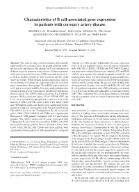 Characteristics of B Cell-Associated Gene Expression in Patients With