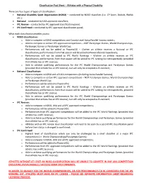 Classification Fact Sheet – Athletes with a Physical Disability