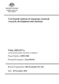 Cost Benefit Analysis of Winegrape Rootstock Research, Development and Extension