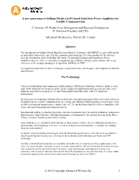 ( Gan) Based Solid State Power Amplifiers for Satellite Communication