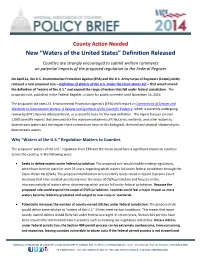 New “Waters of the United States” Definition Released