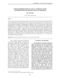 Some Considerations on Visual Communication and Production of Meaning in Plant Kingdom