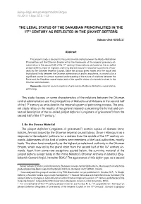 The Legal Status of the Danubian Principalities in the 17Th Century As Reflected in the Şikayet Defteris
