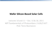 Wafer Silicon-Based Solar Cells