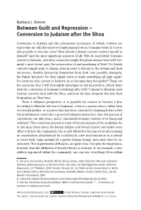 Conversion to Judaism After the Shoa