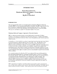 INTRODUCTION Watershed Analysis for Mendocino Redwood