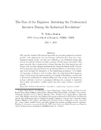 Inventing the Professional Inventor During the Industrial Revolution∗