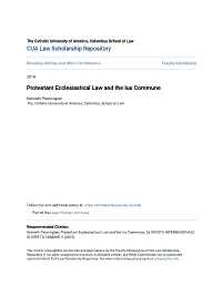Protestant Ecclesiastical Law and the Ius Commune