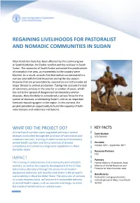 Regaining Livelihoods for Pastoralist and Nomadic Communities in Sudan