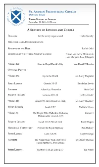 St. Andrew Presbyterian Church a Service of Lessons and Carols