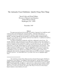 The Automatic Fiscal Stabilizers: Quietly Doing Their Thing1