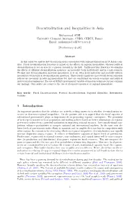 Decentralization and Inequalities in Asia