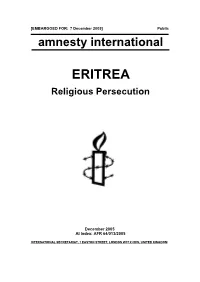 ERITREA Religious Persecution