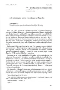 Još Jedanput O Knjizi Holokaust U Zagrebu