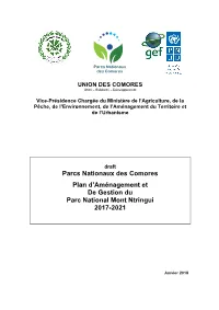 Parc National Mont Ntringui 2017-2021