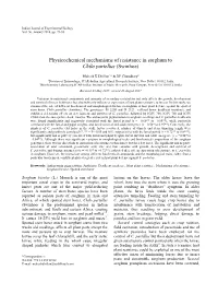 Physicochemical Mechanisms of Resistance in Sorghum to Chilo Partellus (Swinhoe)