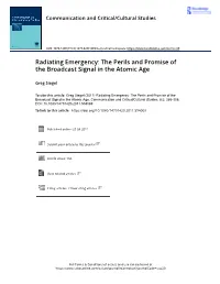Radiating Emergency: the Perils and Promise of the Broadcast Signal in the Atomic Age