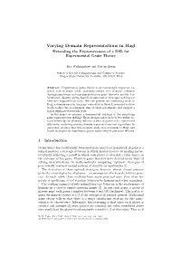 Varying Domain Representations in Hagl Extending the Expressiveness of a DSL for Experimental Game Theory