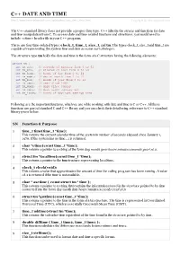 C++ DATE and TIME Rialspo Int.Co M/Cplusplus/Cpp Date Time.Htm Copyrig Ht © Tutorialspoint.Com