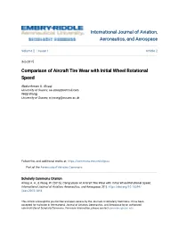 Comparison of Aircraft Tire Wear with Initial Wheel Rotational Speed