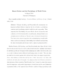 Ernest Becker and the Psychology of World Views by Eugene Webb University of Washington