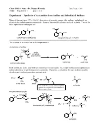 Experiment 1: Synthesis of Acetamides from Aniline and Substituted Anilines