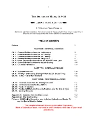Origin of Mark 16:9-20 Email Edition