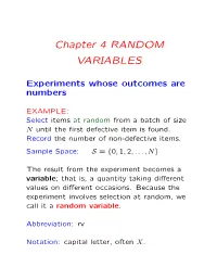 Chapter 4 RANDOM VARIABLES