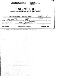 Engine Log and Maintenance Record