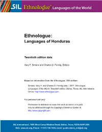 Ethnologue: Languages of Honduras Twentieth Edition Data