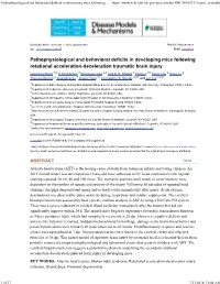 Pathophysiological and Behavioral Deficits in Developing Mice Following